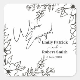 Pegatina Cuadrada Elegant Typography we're engaged