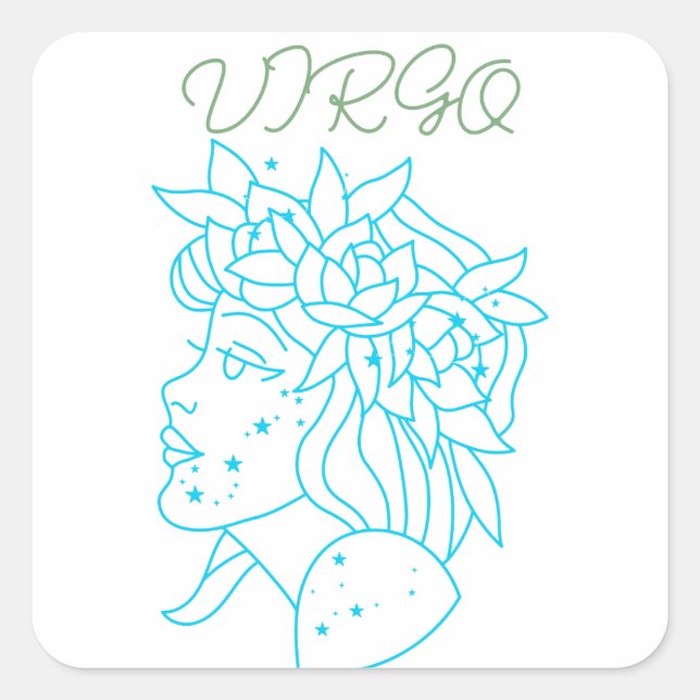 Pegatina Cuadrada Elegant Virgo Zodiac Sign T-Shirt Astrology Gift  (Anverso)