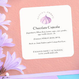 Pegatina Cuadrada Elegant Whipped Cream Bakery Ingredient