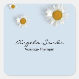 Pegatina Cuadrada Elegant white daisies blue