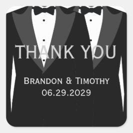 Pegatina Cuadrada Elegant White Gay Wedding Favor Stickers