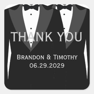 Pegatina Cuadrada Elegant White Gay Wedding Favor Stickers