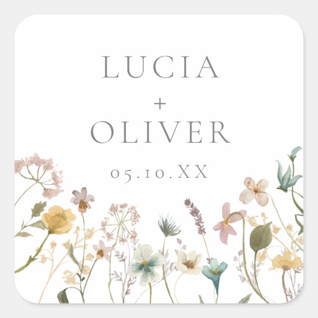Pegatina Cuadrada Elegant Wildflower Envelope Sticker (Anverso)