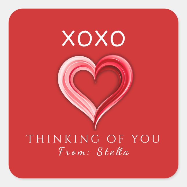 Pegatina Cuadrada Elegant XOXO Valentine's Sticker • Love Tag (Anverso)