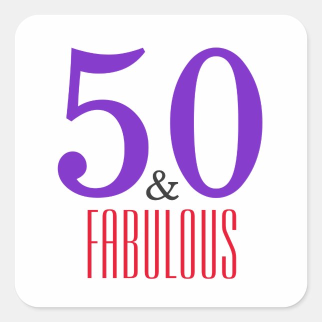 Pegatina Cuadrada Elegante 50° Y Fabulosa Fiesta de Cumpleaños (Anverso)