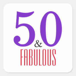 Pegatina Cuadrada Elegante 50° Y Fabulosa Fiesta de Cumpleaños
