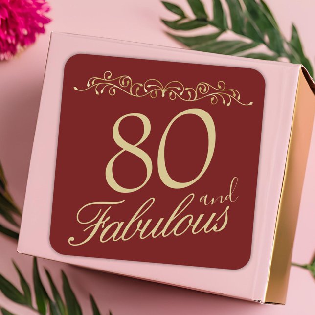 Pegatina Cuadrada Elegante 80 y fabuloso cumpleaños 80 (Subido por el creador)