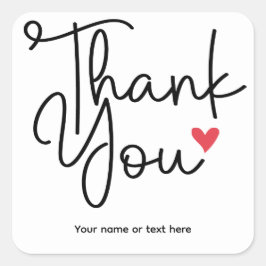 Pegatina Cuadrada Elegante Agradecimiento con corazón Sticker