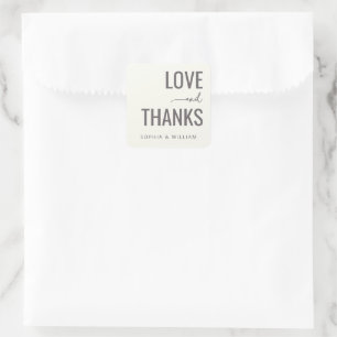 Pegatina Cuadrada Elegante Amor Gris Gracias