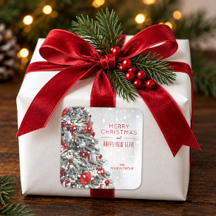 Pegatina Cuadrada Elegante árbol de Navidad