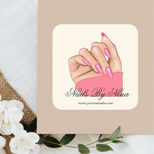 Pegatina Cuadrada Elegante artista de uñas Manicurista Salón de Bell