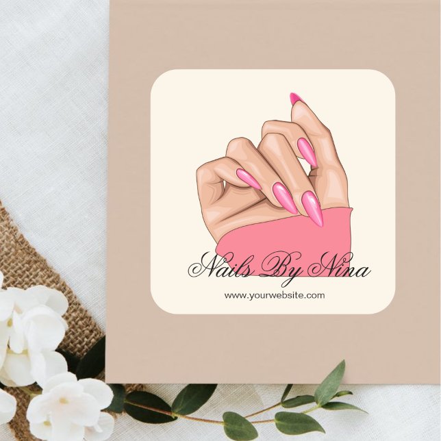 Pegatina Cuadrada Elegante artista de uñas Manicurista Salón de Bell (Subido por el creador)