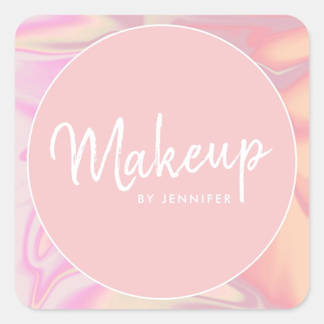 Pegatina Cuadrada Elegante artista holográfico moderno y elegante (Anverso)