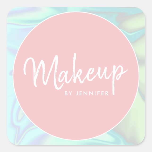 Pegatina Cuadrada Elegante artista holográfico moderno y elegante (Anverso)