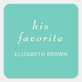 Pegatina Cuadrada Elegante Awe Acuático Simple con Monograma Boda