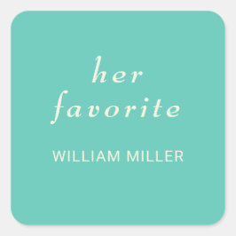 Pegatina Cuadrada Elegante Awe Acuático Simple con Monograma Boda