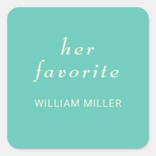 Pegatina Cuadrada Elegante Awe Acuático Simple con Monograma Boda