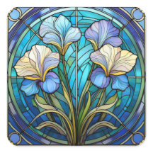 Elegante azul Verde azulado Floral Art Nouveau Vid