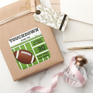 Pegatina Cuadrada Elegante Baby Shower de Fútbol Touchdown
