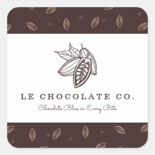 Pegatina Cuadrada Elegante Baker Moderno Cocoa Bean
