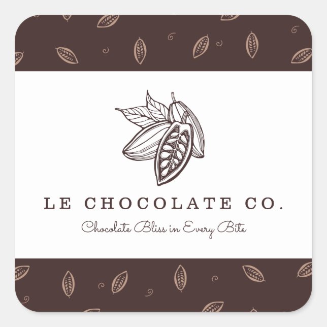 Pegatina Cuadrada Elegante Baker Moderno Cocoa Bean (Anverso)