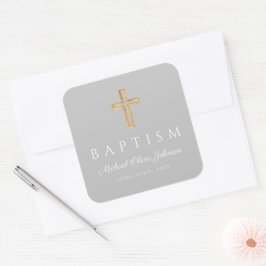 Pegatina Cuadrada Elegante bautismo de travestismo religioso