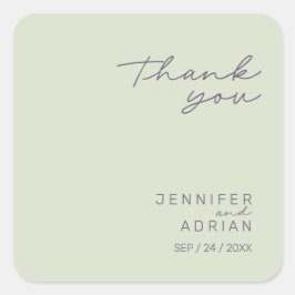 Pegatina Cuadrada Elegante Beige Minimal Gracias Boda