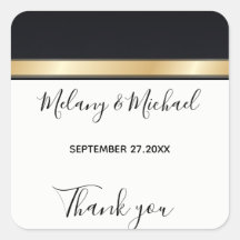 Elegante blanco negro y oro Gracias