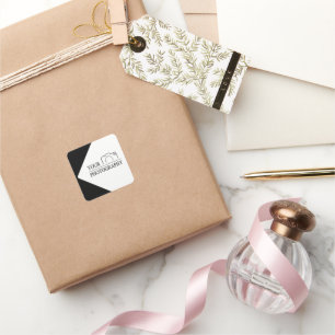 Pegatina Cuadrada Elegante boda Añadir fotografía personalizada