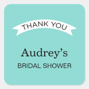 Pegatina Cuadrada Elegante boda azul acuático despedida de soltera a