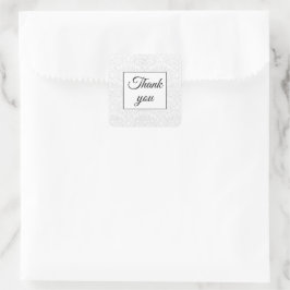 Pegatina Cuadrada Elegante Boda blanco Damask Gracias