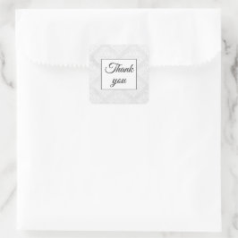 Pegatina Cuadrada Elegante Boda blanco Damask Gracias Simple