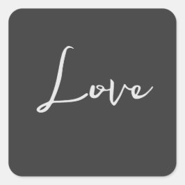 Pegatina Cuadrada Elegante Boda de amor de fondo gris