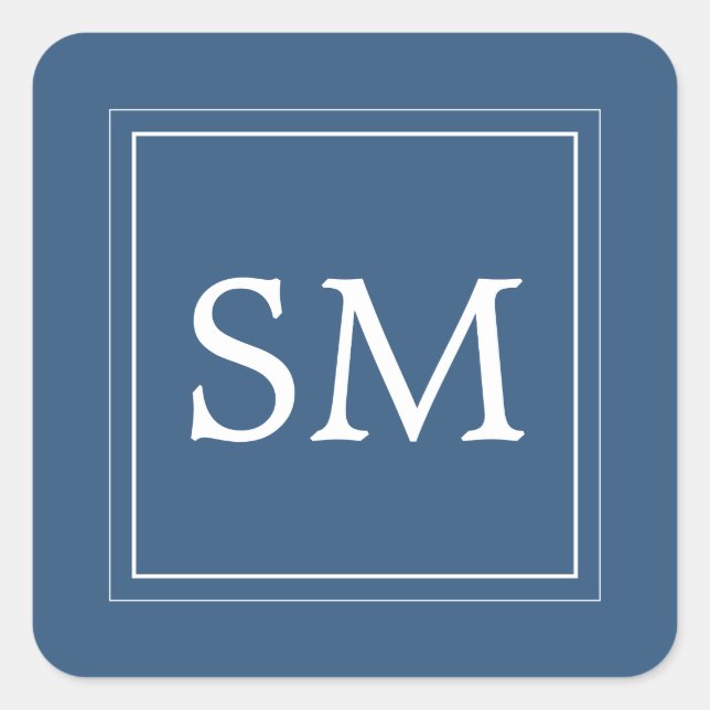 Pegatina Cuadrada Elegante Boda de Monograma Blanco Turquesa Oscuro (Anverso)