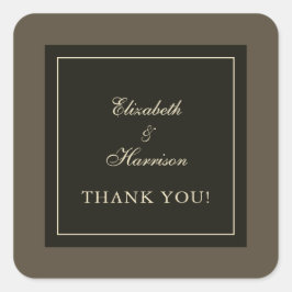 Pegatina Cuadrada Elegante Boda de Otoño y Marfil Gracias