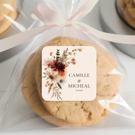 Pegatina Cuadrada Elegante Boda floral de otoño