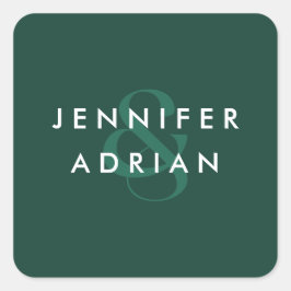 Pegatina Cuadrada Elegante Boda moderado Brunswick verde moderno