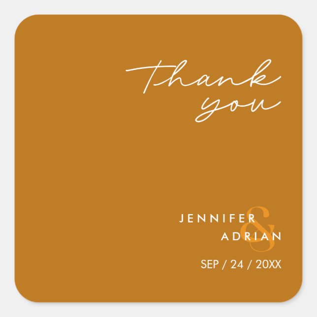 Pegatina Cuadrada Elegante Boda moderno de los ojos de los tigres mí (Anverso)