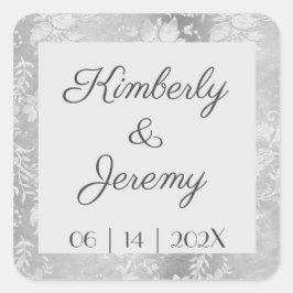 Pegatina Cuadrada Elegante Boda Vintage