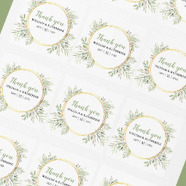 Pegatina Cuadrada Elegante Botánica Verde