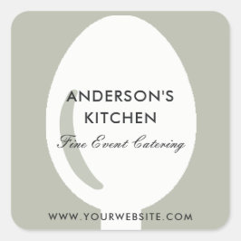 PEGATINA CUADRADA ELEGANTE CABALLERÍA DE CHEF GRIS BLANCO MÍNIMO