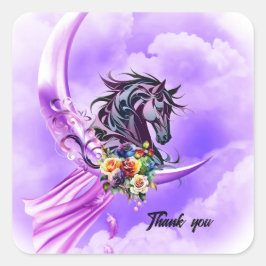 Pegatina Cuadrada Elegante caballo salvaje colorido