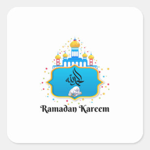Pegatina Cuadrada Elegante caligrafía árabe deseos de Ramadan