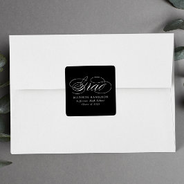 Pegatina Cuadrada Elegante caligrafía Graduación en blanco y negro