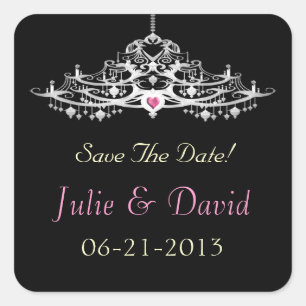 Pegatina Cuadrada Elegante Candelabro Salven Al Boda De Fechas