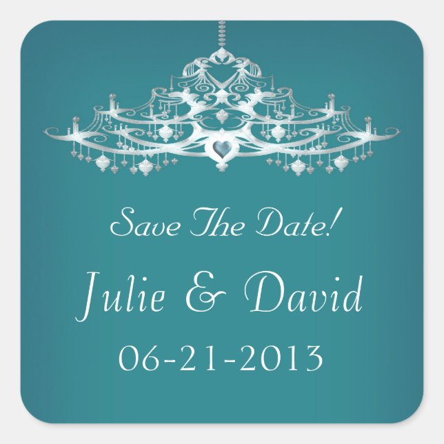 Pegatina Cuadrada Elegante Candelabro Salven Al Boda De Fechas (Anverso)