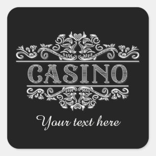 Pegatina Cuadrada Elegante Casino blanco negro