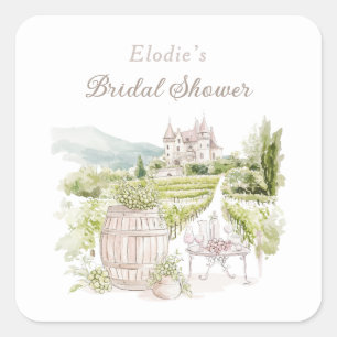 Pegatina Cuadrada Elegante Château de Provenza Boda Campestre France