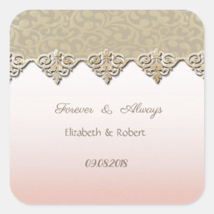 Pegatina Cuadrada Elegante Chic Damask Boda