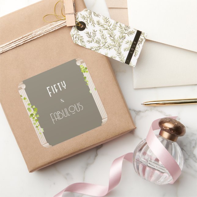 Pegatina Cuadrada Elegante Cincuenta Fabuloso Tema Griego Brown (Regalar)